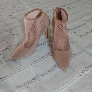 Leith fishnet sock heels, nude, size 7.5